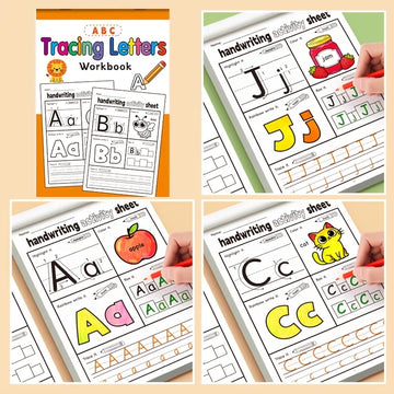 1 Children's Alphabet Practice Book, Handwriting Practice Book for Preschoolers, Alphabet Ability Development for Kindergarten, Fun Cartoon Character Learning Exercises, Mixed-Color Paper Materials, Educational Children's Boo
