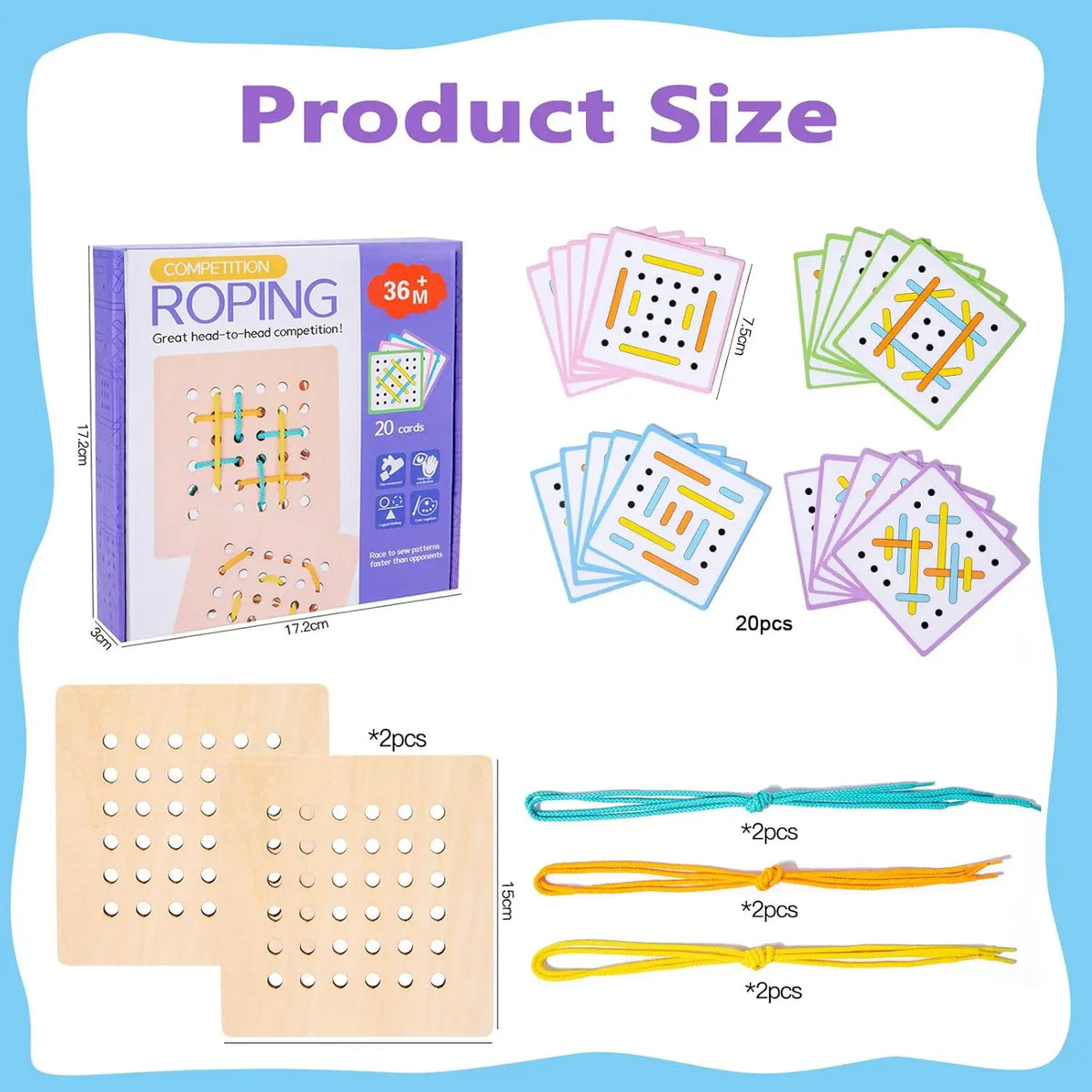 Montessori Wooden Threading Activity Puzzles,Early Educational Fine Motor Skill Travel Toy,Birthday Gifts for Boys and Girls
