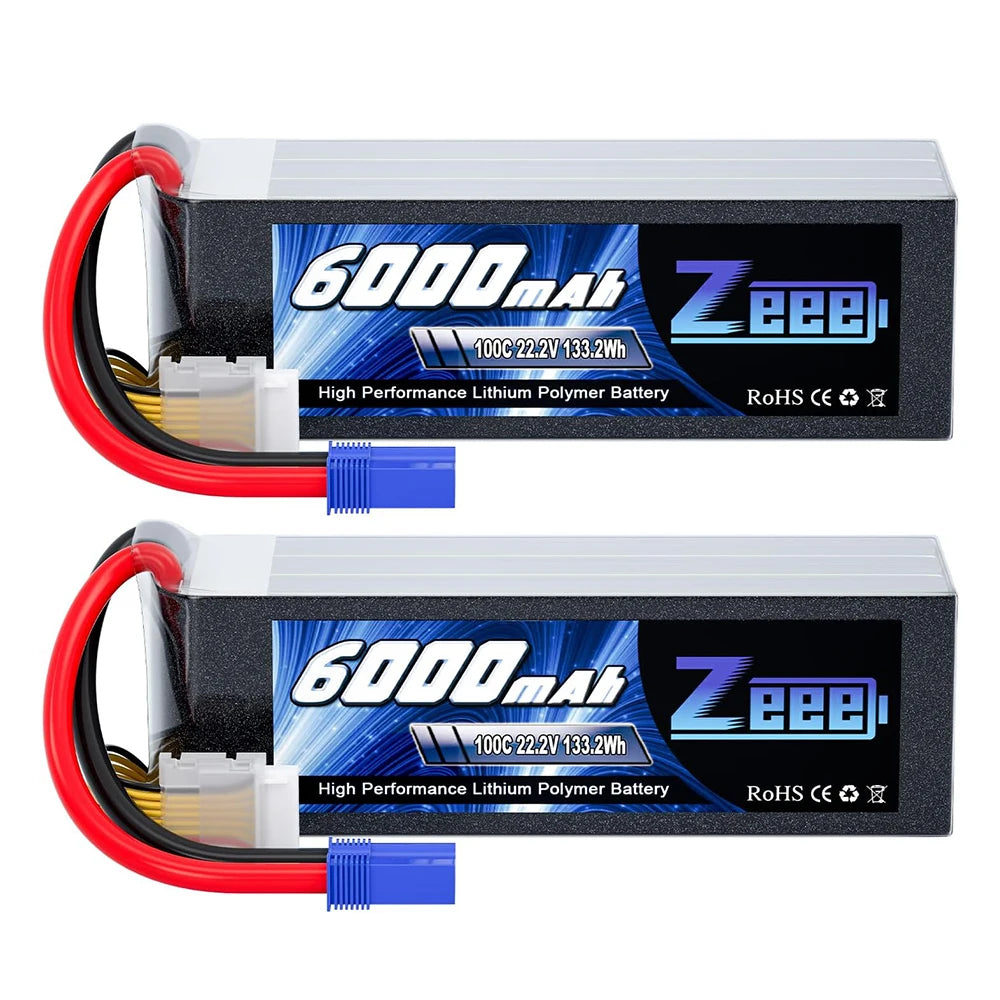 Zeee 6S 6000mAh Lipo Battery 22.2V 100C Softcase with EC5 Plug Lipo Battery for RC Car RC Airplane RC Helicopter RC Model Parts