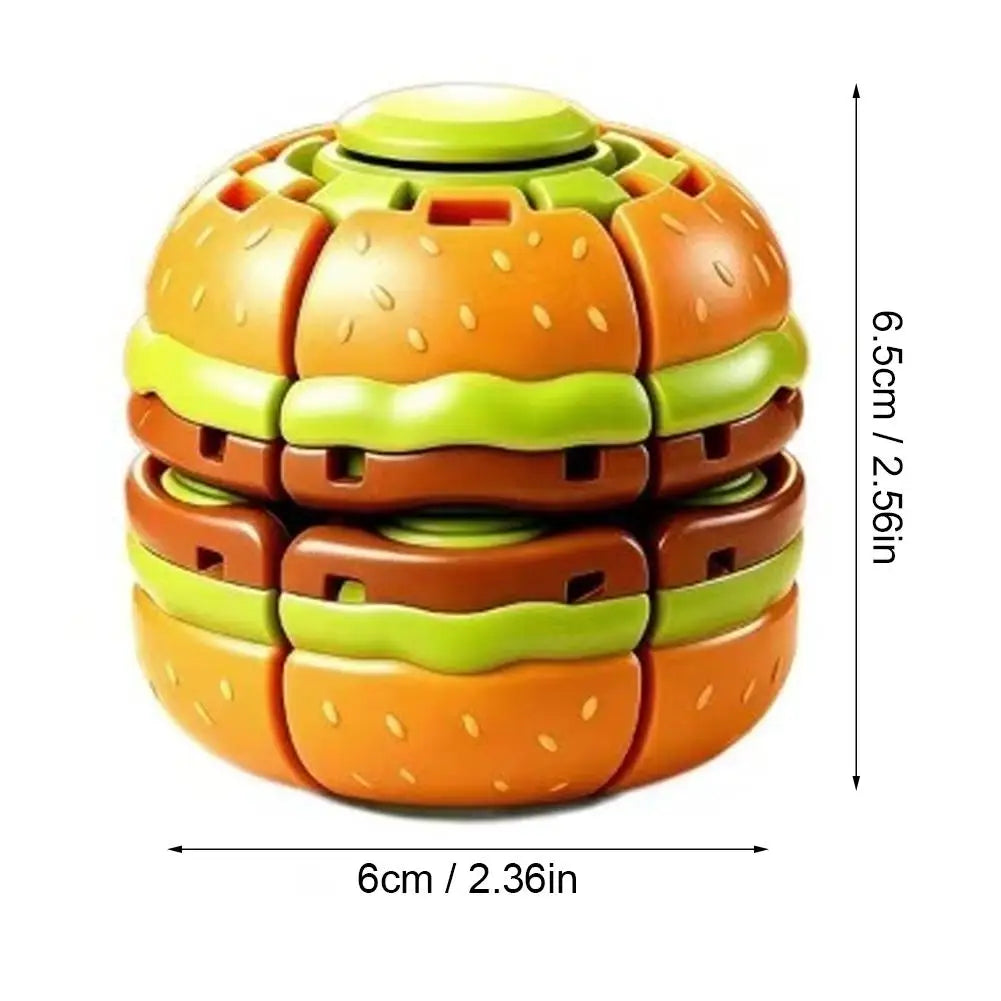 Burger Fidget Spinner Toy 3D Hamburger Press Bubble Gyro Ball Decompression Stress Relief Toy for Adults
