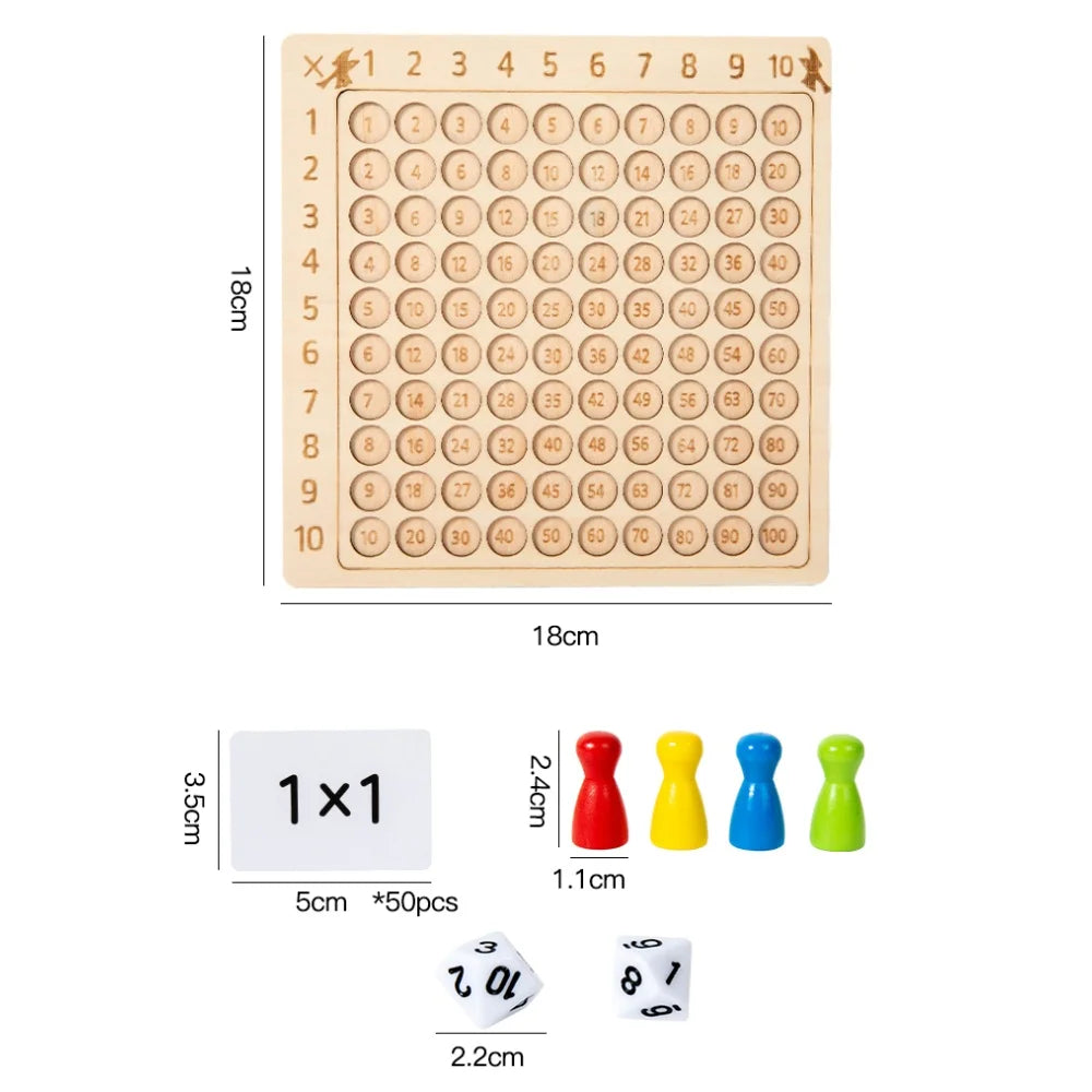 Wooden 99 Multiplication Board Montessori Arithmetic Toys Multiplication Table Math Learning Counting Teaching Aids for Kids