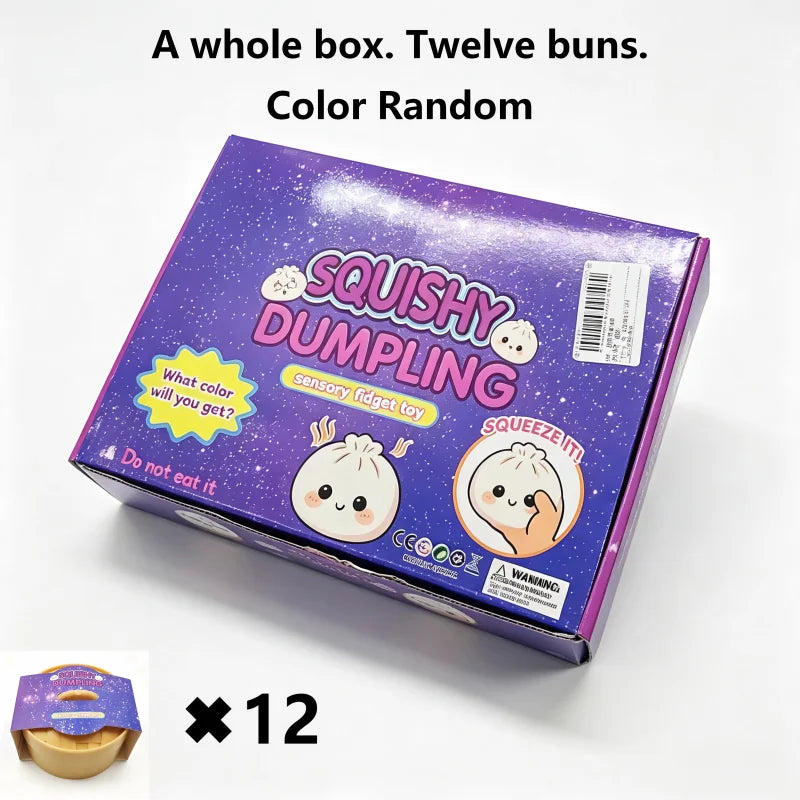 Glitter Dumpling Squishy with Box Dumplings Sensory Steamer Soft TPR Dough Ball for Decompression Fidget Toy Stress Relief Gift
