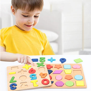Wooden Alphabet & Number Puzzle | Montessori Learning Toy for Kids