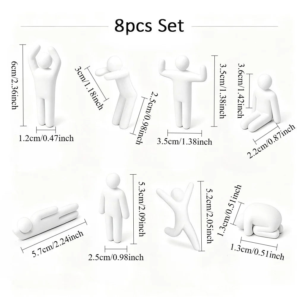 Hide & Blend Blank Little People Sculpture Kit, 8 Poses Paintable Mini Human Figurines, 3D Printed DIY Model for Home Decoration