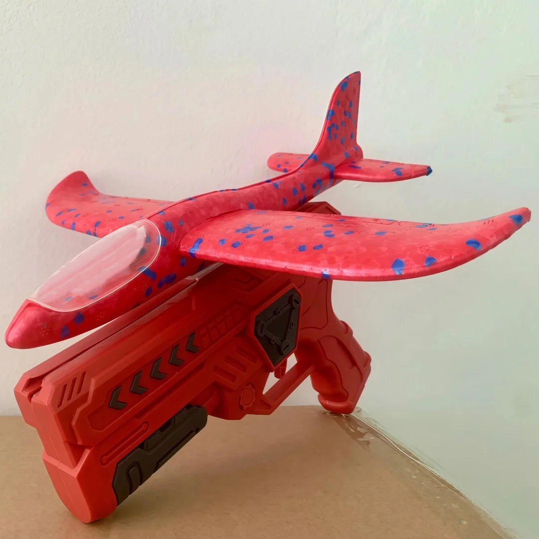 Glowing & Non-Glow Foam Catapult Plane, Outdoor Shooting Toy Gun, Rotating Boomerang Flying Aircraft Model