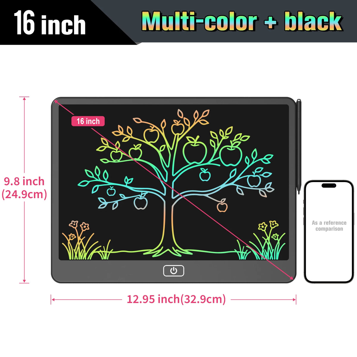 16-inch LCD Writing Board, Colorful Electronic Drawing Pad for Kids, Reusable Portable Writing Tablet, Perfect Educational Toys