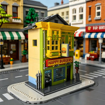 1220PCS City Street View Burgers Shop Building Block Sets MOC Movie Scene Small Particle Bricks Model Assembly Educational Toys Christmas Birthday Gifts