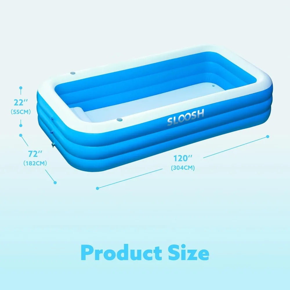 JOYFY 120" x 72" x 22" Full-Sized Inflatable Swimming Pool Summer Family Pool for Summer Water Party Backyard Garden Lawn