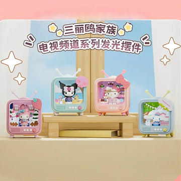 kawaii Sanrio Character TV Channel Series Luminous Night Light Toys Anime Kuromi Cinnamoroll HelloKitty Girls Desktop Ornaments