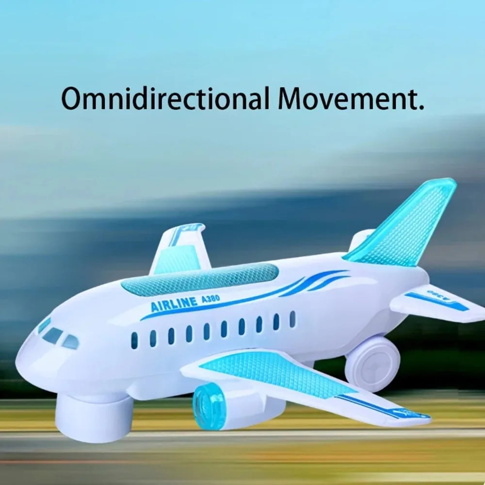Aeroplane Toy Electric Airplane Toy with Flashing LED Lights & Sounds Bump and Go Musical Birthday Gift for Kids Boys Girls