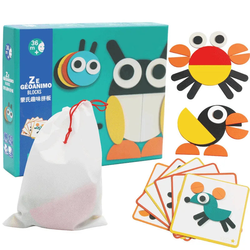 155 Pcs Shape Creative Wooden Puzzle Children's Puzzle Early Education Tangram Toys