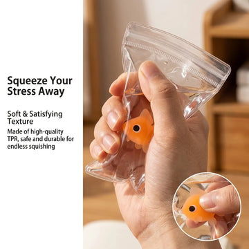 Cute Goldfish Squeeze Squishy Toy Soft TPR Pinch Fidget Gadget Transparent Bag Stress Relief Handheld Relax Novelty Accessory