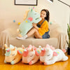 Kawaii Lying Unicorn Plush Toy Stuffed Soft Cute White Pink Horse Appease Doll Pillow for Kids Girls Birthday Gift Room Decor