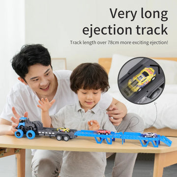 Deformable Rail Car Ejection Folding Big Truck Toys for Kids Container Transporter Playset Children Gift