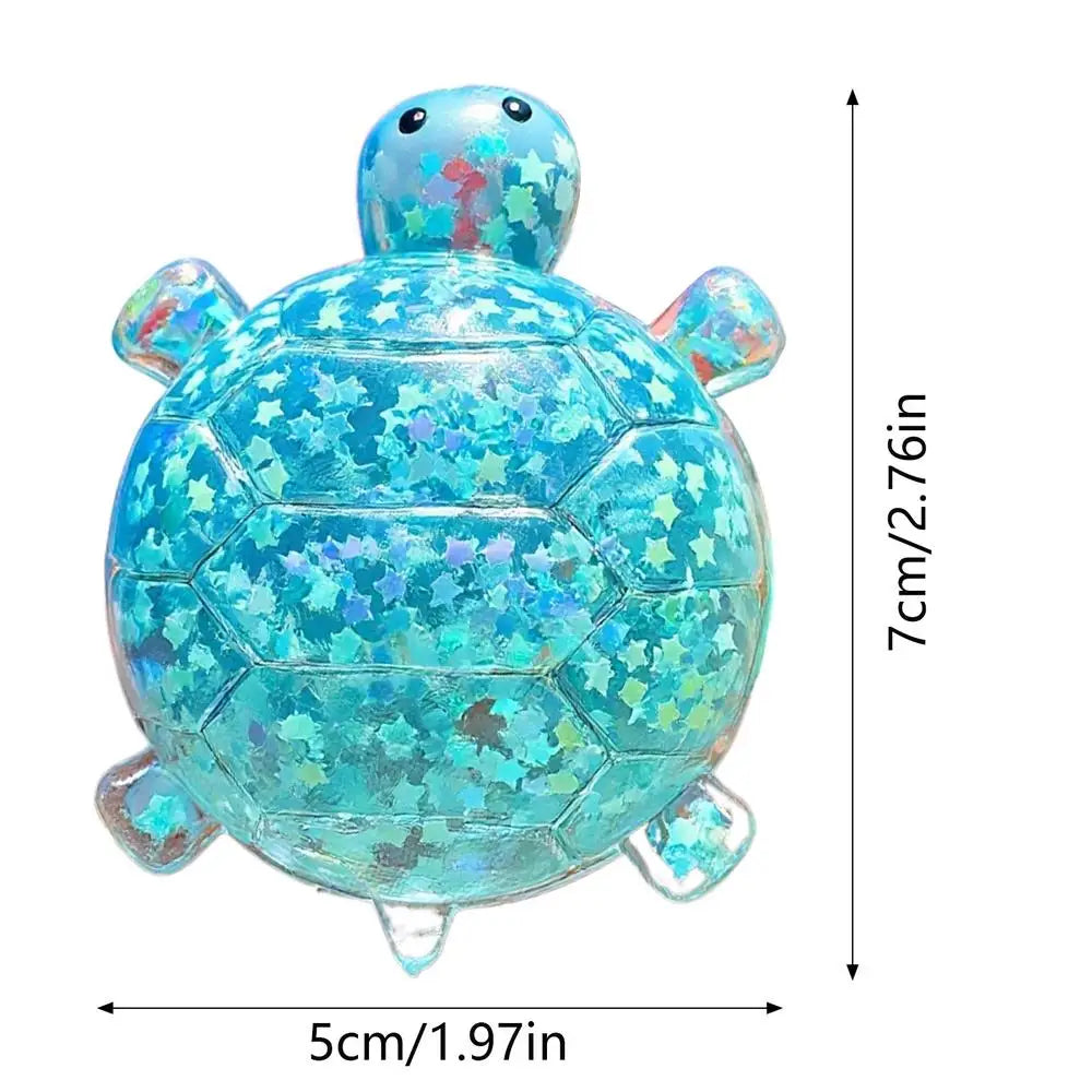 Glitter Turtle Squeeze Toy Anti Stress Sensory Fidgets Toy Stress Relieving Squeeze Ball Eye-Catching Design Squeeze Fidget Toy