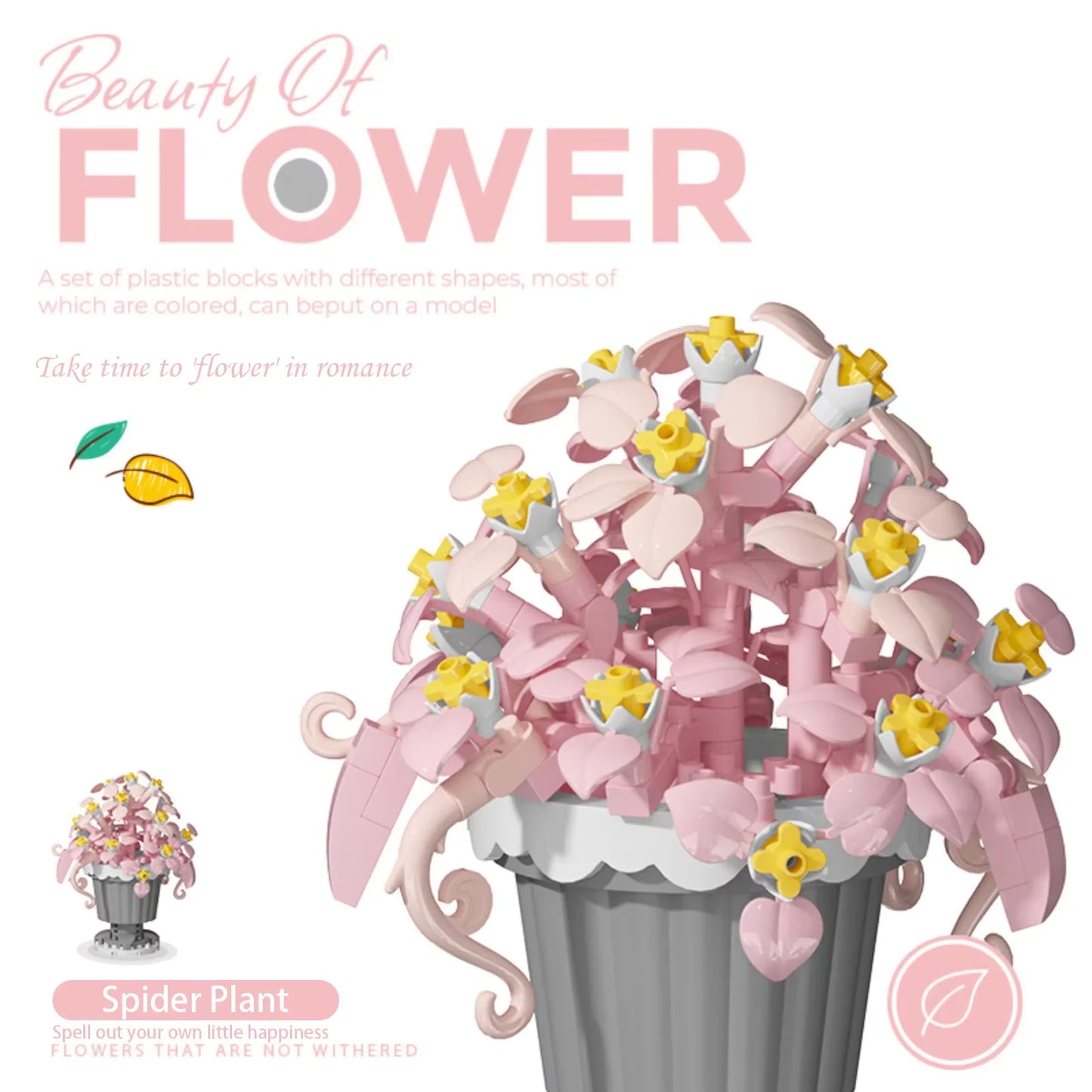 Small Particle Building Block Home Decor Series Flower Potted Plant Toys Set with Permanent Flowers Gift for Plant Arrangements