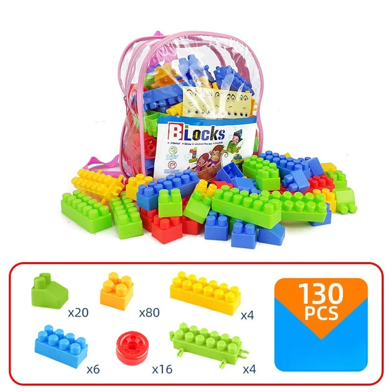 130pcs Large Particles of Building Block Toys Assembled Toys Early Childhood Educational Toys More Assembled Shape