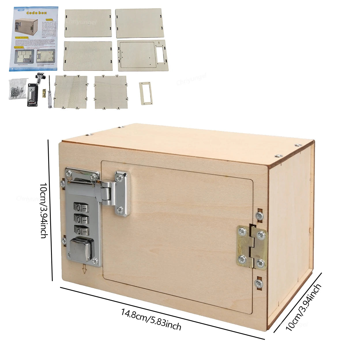 DIY Wooden Mechanical Password Box Kit Money Bank with Combination Lock Educational Experimental Toy for kids Gift