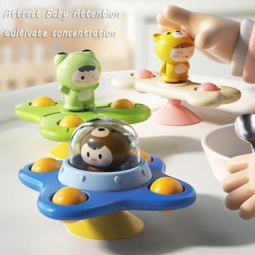 Baby Montessoris Spin Cup Top Bath Toys Bathing Sucker Spinner Suction Sensory Toy Rotating Rattles Early Educational Fidget Toy