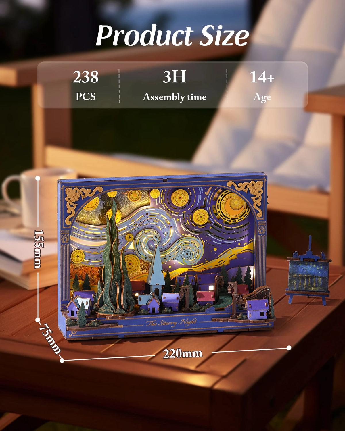 ROKR Starry Night 3D Puzzles ,Mother's Day DIY Wooden Vincent Van Gogh Painting Artwork Craft Kit Building Set ,Home Decor