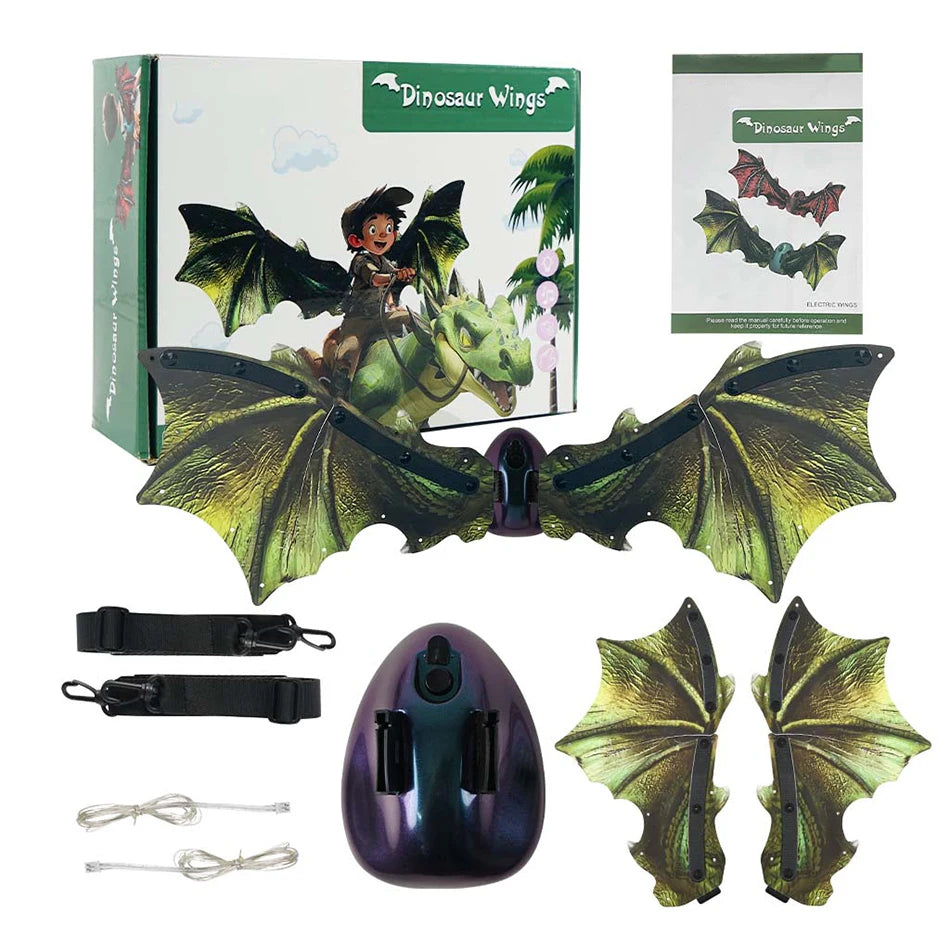 Electric Moving Dinosaur Wings with Lights DIY Toys for Children Boys Party Halloween Costume Accessory Christmas Gift