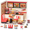 Rolife DIY Miniature House Kit Yum Yum Burgers Super Creator Dollhouse 3D Puzzle Model Building Kit with LEDLight for Desk Decor
