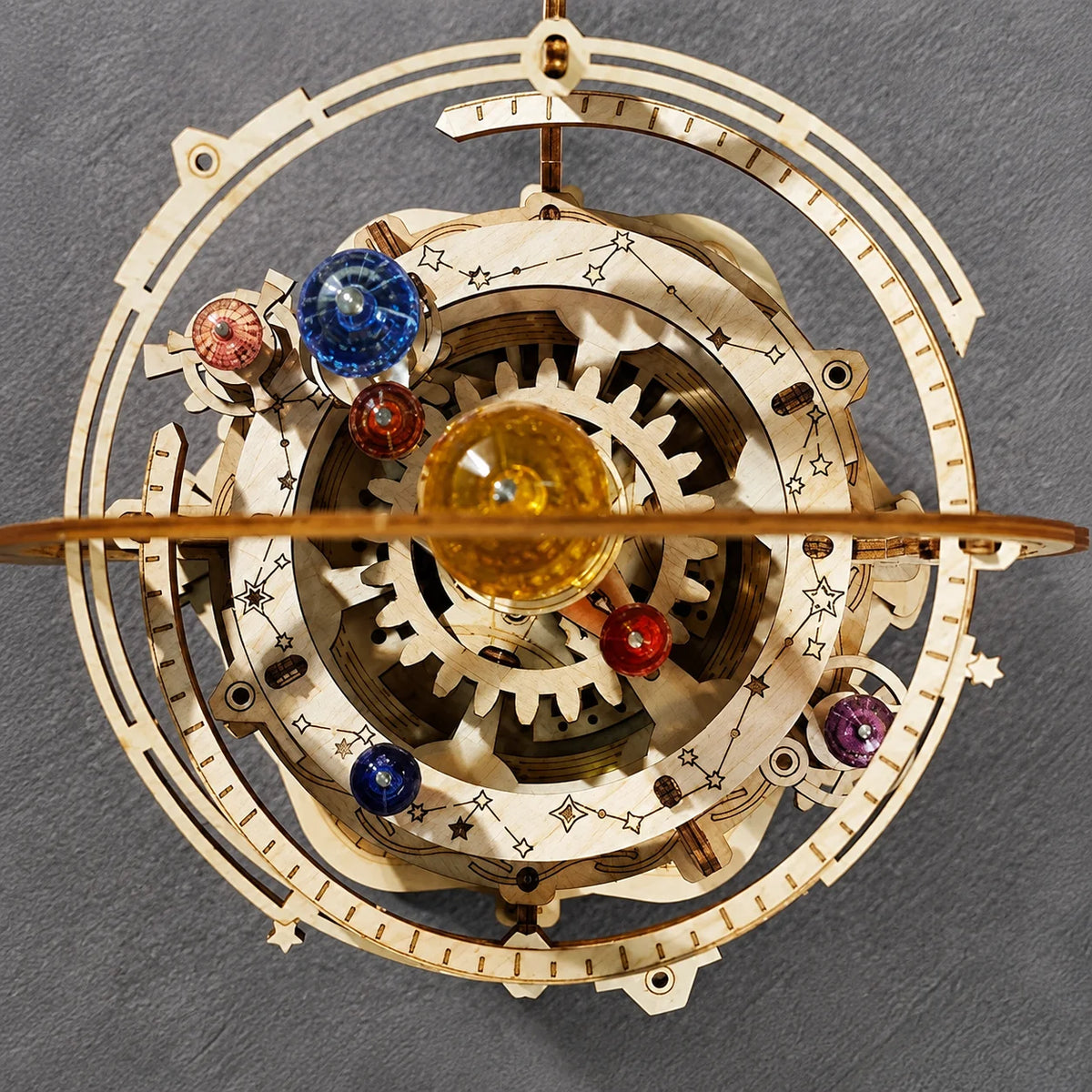 Robotime Music Box 3D Puzzle Wooden Model Kits Mechanical Building Construction Craft Kits Laser Cut Jigsaw Starry Night for Adults