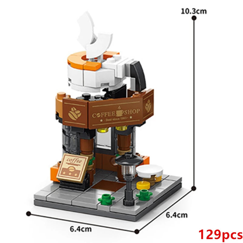 Food Shop Street Series - Mini City Shop House Model Kit, Fun DIY Educational Building Toy Gift for Kids Ages 6-12