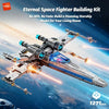 KAVOWORLD X-Wing Space Fighter Jet Building Blocks Toys Set with Pilot High-Technical Linked Wing Transformable Aircraft Model with LED Lights Retractable Landing Gear Spaceship Toy for Adults Birthday Christmas Gift for Spac