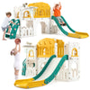 8 in 1 Toddler Slide Indoor Playground, Indoor Slide Toddler Playset for Toddlers Kids Outdoor Playground with Basketball Hoop,