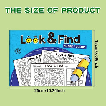 Children's Search for Items Game,Fun Coloring Book, Look & Find Shape Game Enhance Visual Perception, Focus and Attention