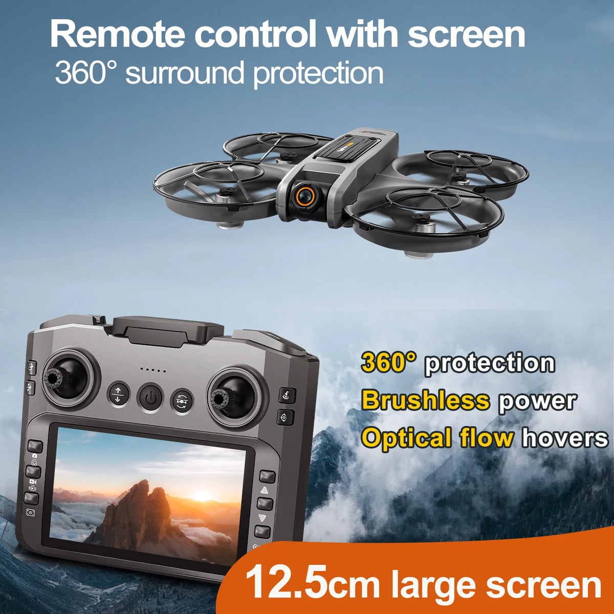 RC Drone One Button Control Stable Hover 360° Surround Protection Brushless Motor Wind Resistant High Value Styling FPV Drone Toy