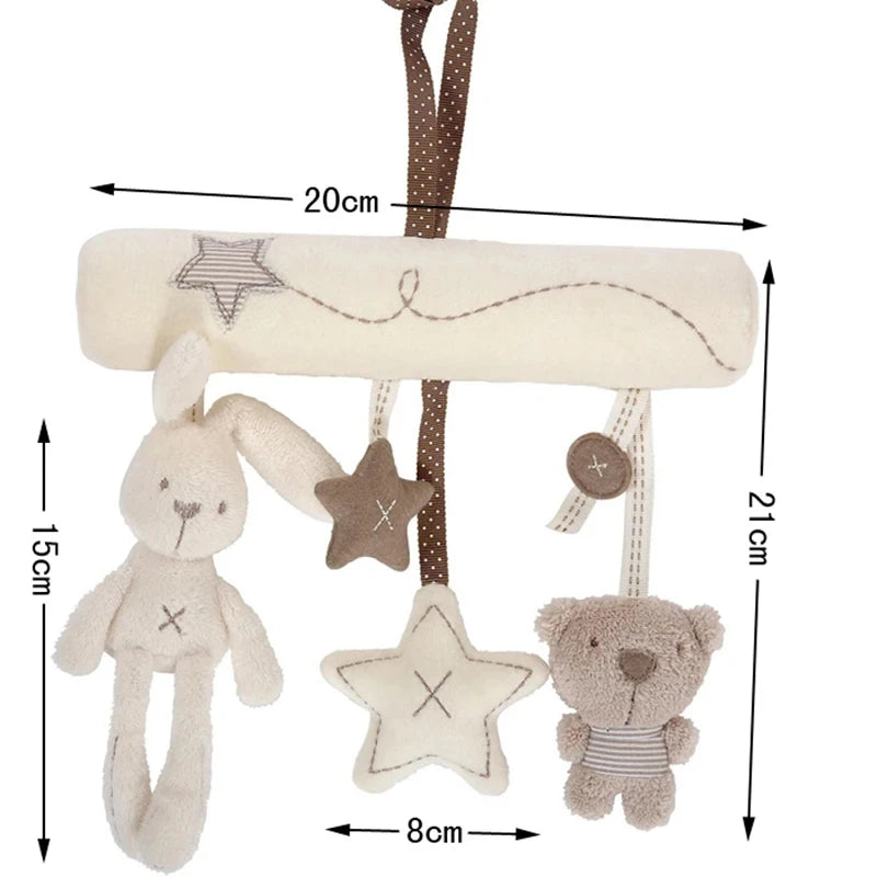2025 New Hanging Bed Rabbit Baby Hand Bell Safety Seat Plush Toy Multifunctional Plush Toy Stroller Mobile Gifts