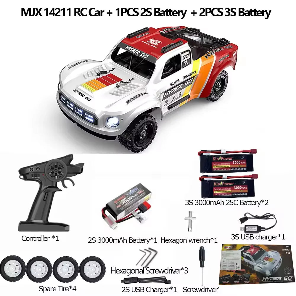 MJX HYPER GO 14211 Racing Car 1/14 Short Truck 45A ESC Brushless Motor 47 KM/H Large Foot 4WD RC Car Remote Control Car Toy MJX
