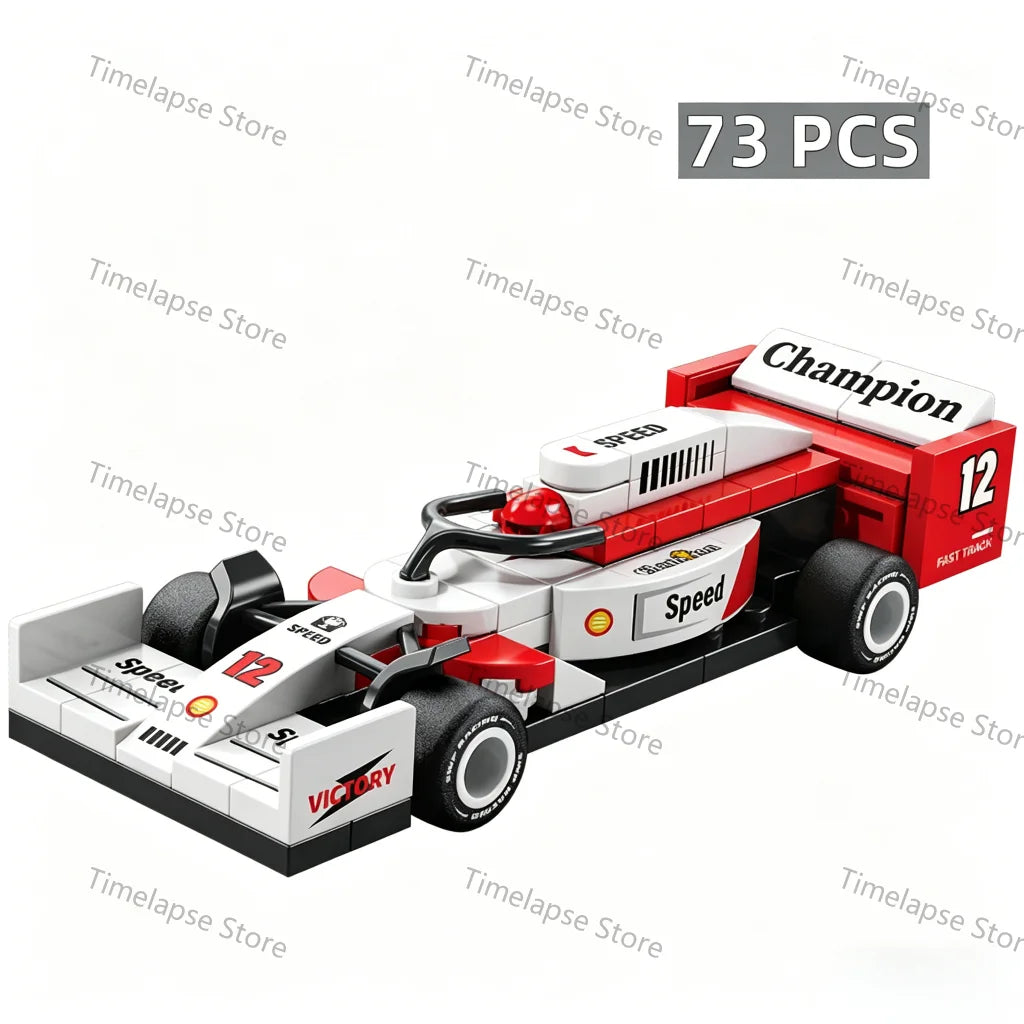 NEW DIY Four Grid Formula Racers Racing Car Pull Back Speed Vehicle Building Blocks Kit Boys Bricks Movie Model Toy City Ideas