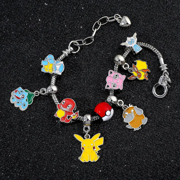 Anime Bracelet for Women, Cute Cartoon Pikachu Pendant, Metal Enamel Charm Bangle, Fashion Jewelry, Hand Chain Gifts