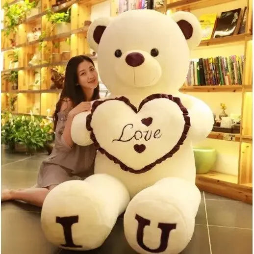 80/100cm Big LOVE Bear Plush Toy Lovely Huge Stuffed Soft Bear Doll Lover Bear Kid Toy Girlfriend Valentine's Day Birthday Gifts