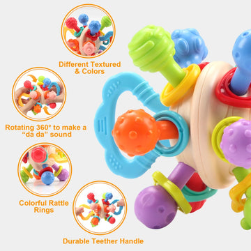Baby Silicone Manhattan Ball – Soft Teether & Rattle Toy 0–12 Months