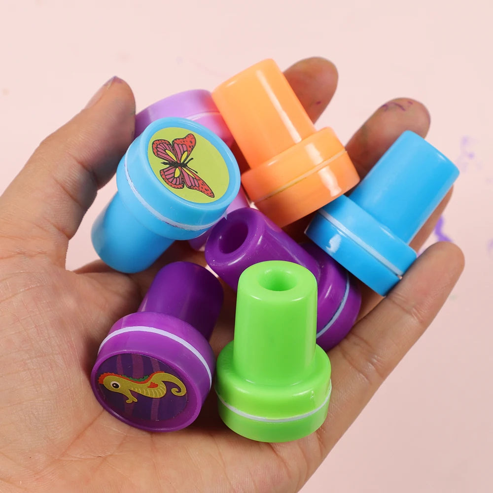 20pcs Assorted Stamps for Self-ink Stamps Toy Anima Smiley Face Seal Scrapbooking DIY Painting Photo Album Decor
