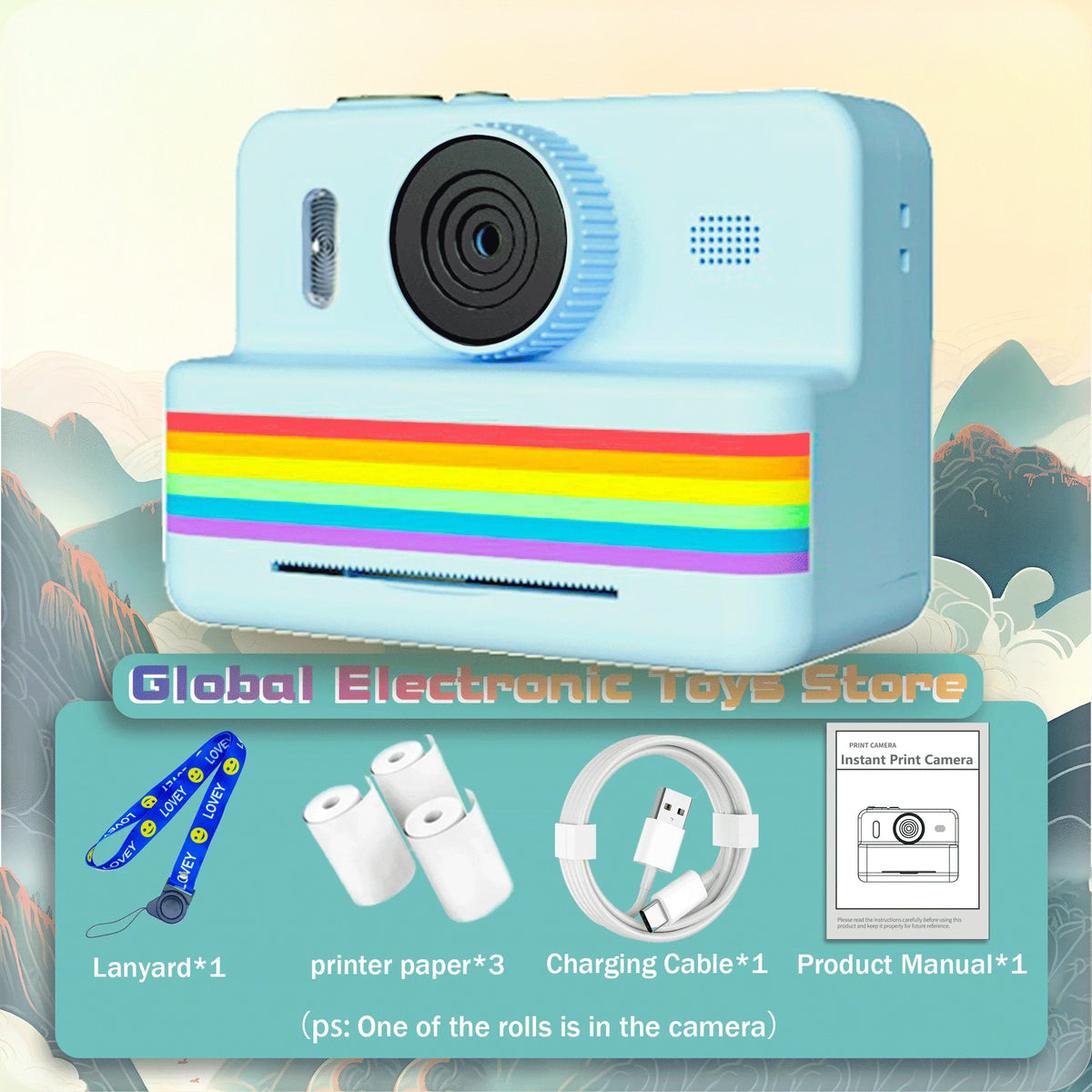2.8 Inch HD Digital Video Camera for Kids - Large Screen Instant Print Toy Camera Outdoor Zero Ink Portable Print Camera