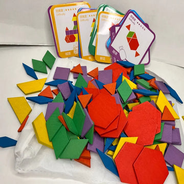 155 Pcs Shape Creative Wooden Puzzle Children's Puzzle Early Education Tangram Toys