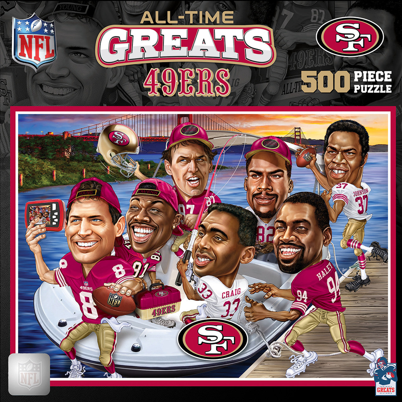 Masterpieces 500 Piece Sports Jigsaw Puzzle For Adults - Nfl San Francisco 49Ers All-Time Greats - 15X21