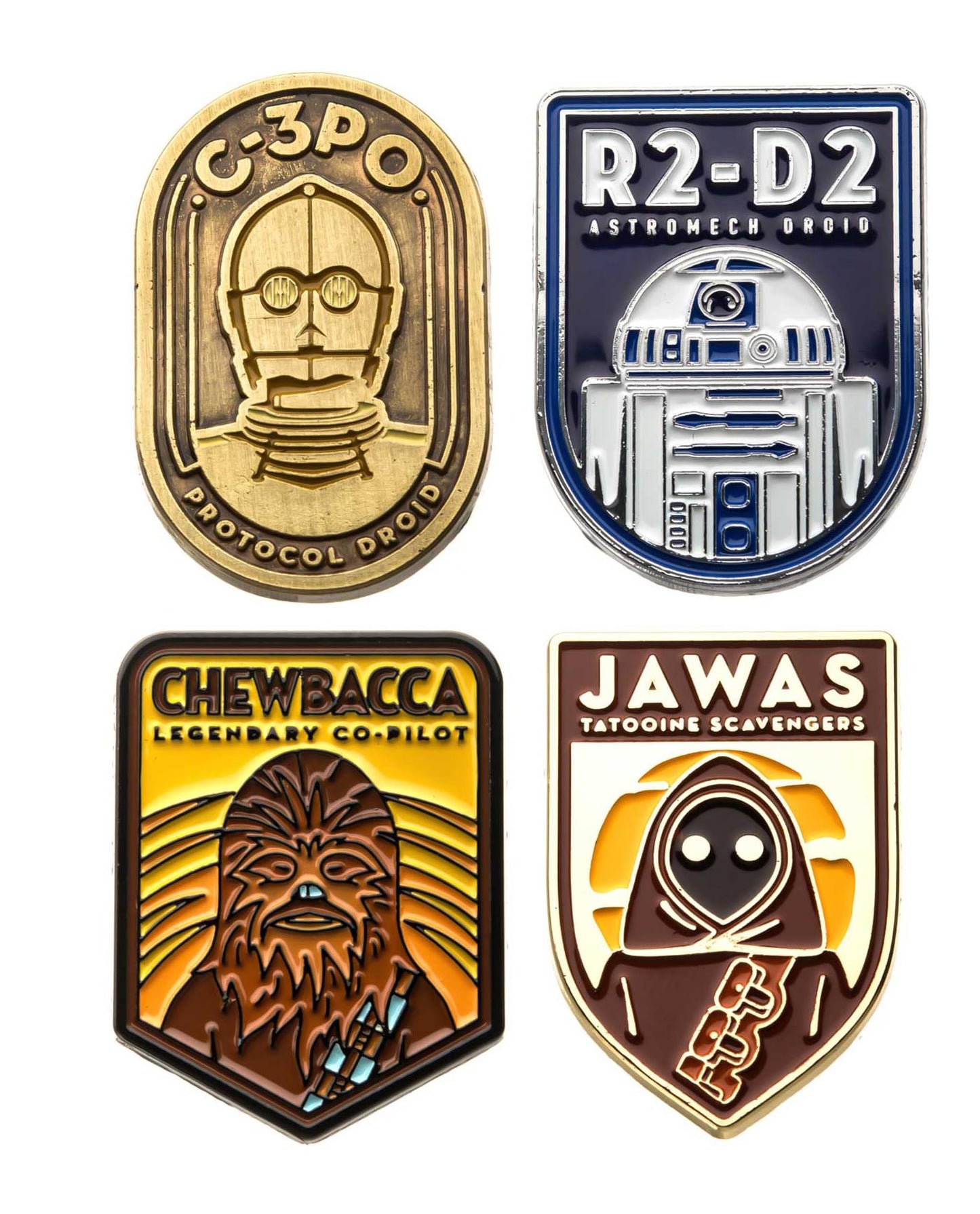 Star Wars Enamel Pins | R2D2 | C3Po | Jawa | Chewbacca