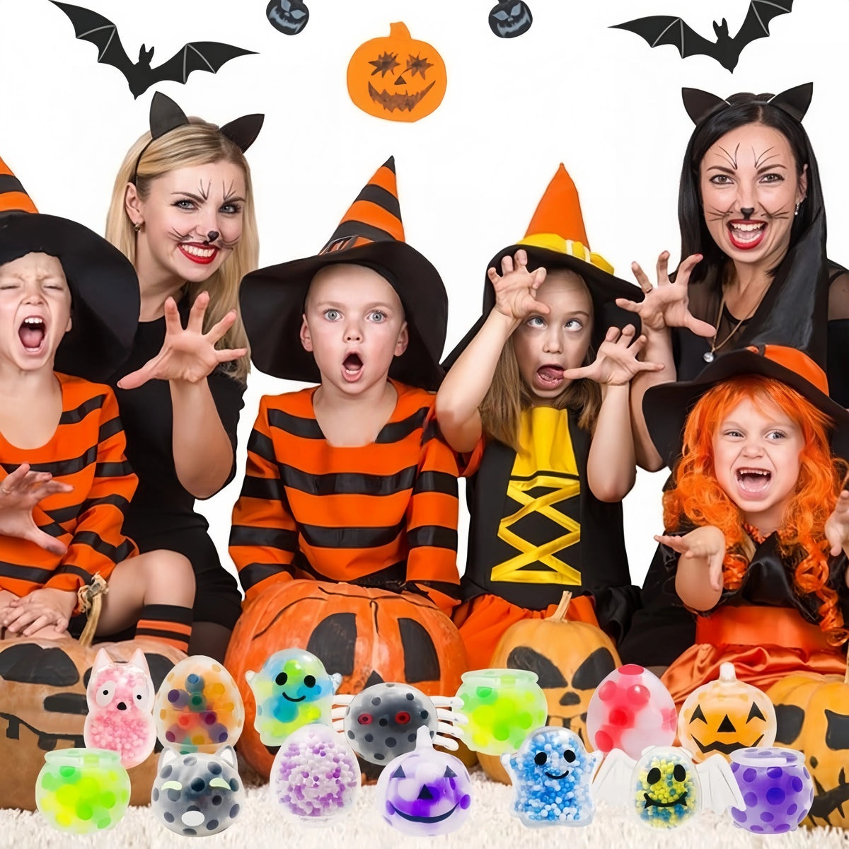 5-30Pcs Cute Halloween Squeeze Stress Relief Ball for Halloween Party Favors Birthday Gifts Bag Fillers