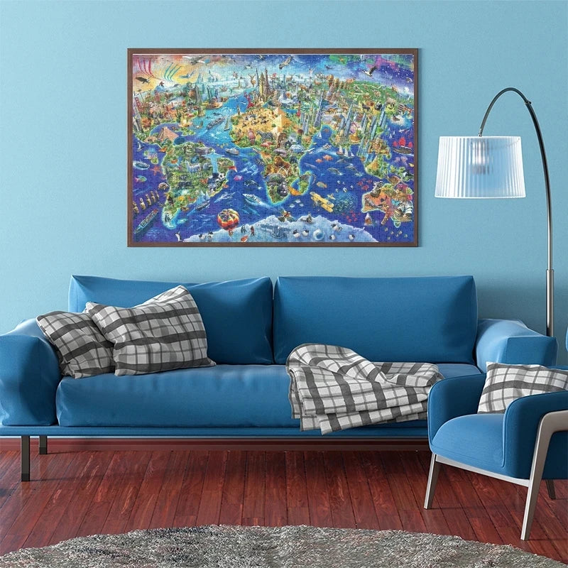 75*50cm Adult 1000 Pieces Jigsaw Puzzle World Landmark Beautiful Landscape Paintings Stress Reducing Toys Christmas Gifts