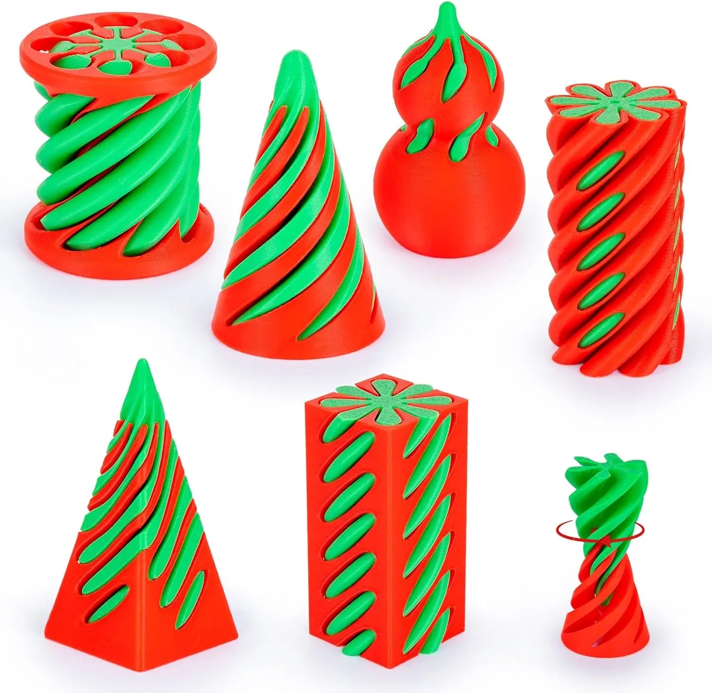6 Pack Spiral Cone Fidget Toys 3D Printed Impossible Passthrough Pyramid Pillar Gourd Helix Screw Toys for Anxiety Relaxing