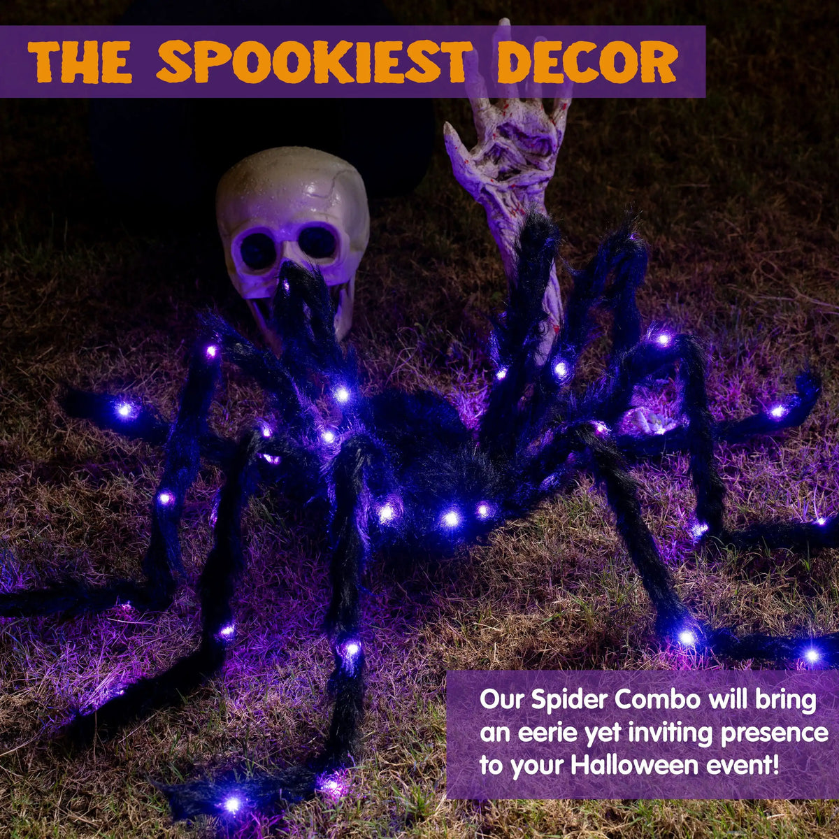 5 ft Light Up Giant Spider Halloween Decorations Scary Spider Halloween Outdoor Party Decorations Props Halloween Yard