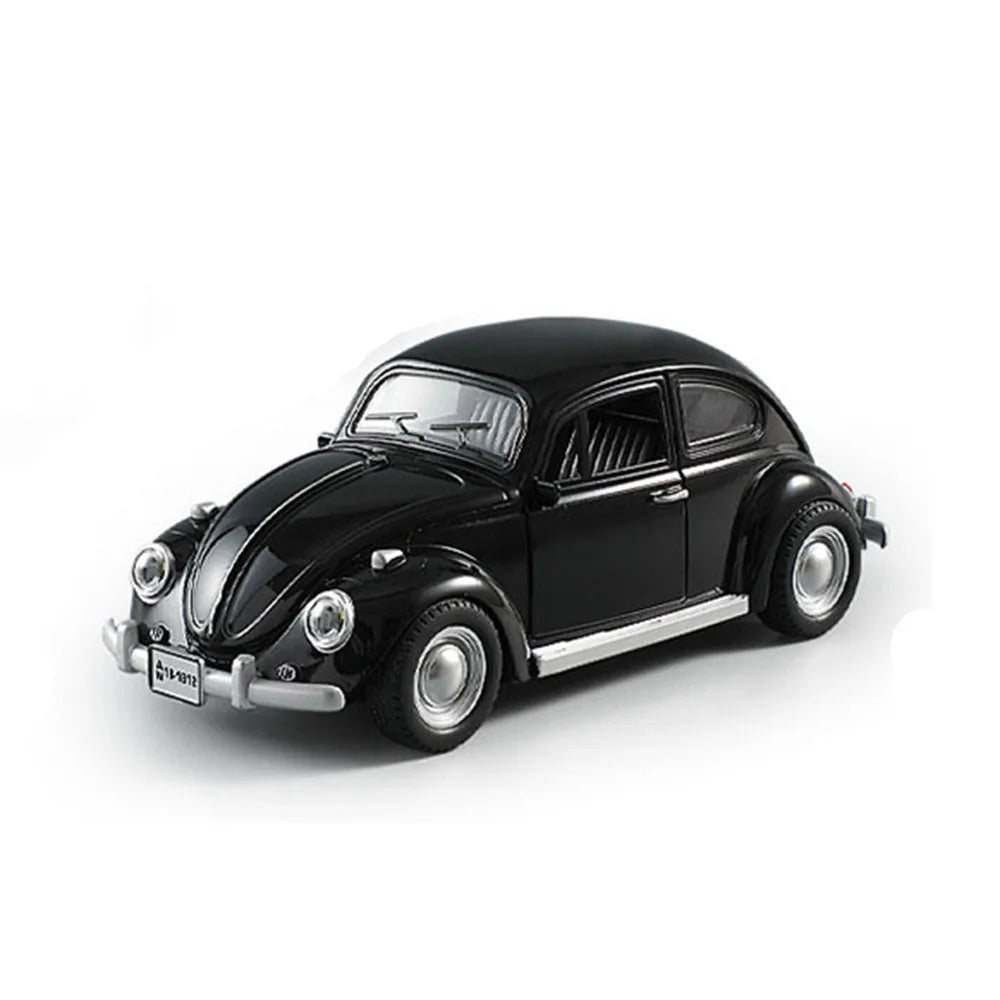 1:18 Scale Beetle 1955 Model Toy Cars Alloy Diecasting Doors Opened Sound Light Pull Back Miniature Vehicles for Children Gifts