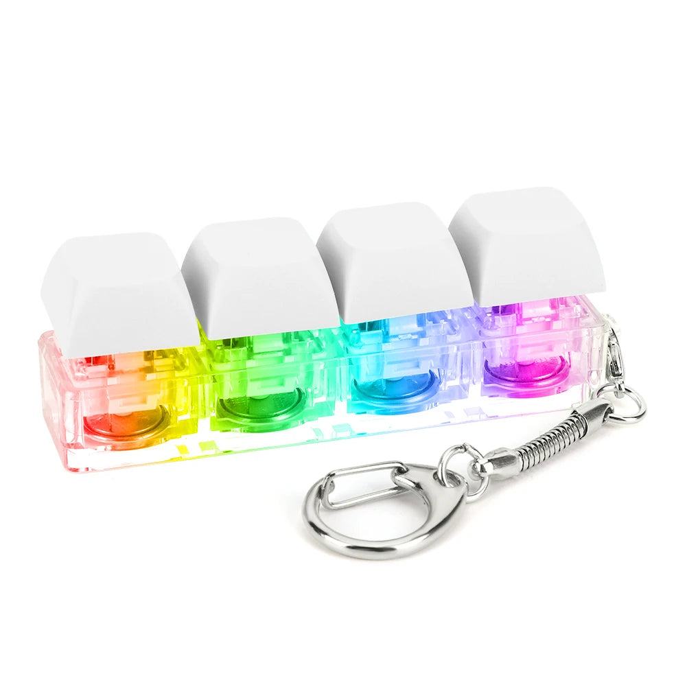 Keyboard Fidget Keychain 4 Keys Finger Keyboard Decompression Toys Press Button Keycap Fidget Stress Relief Keyboard Clicker Toy