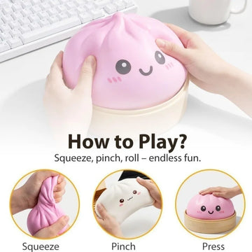 16cm Extra Large Big Dumplings Squeeze Toy with Steamer Soft Squeeze Toy Slow Resilience Fidget Squeeze Decompression Dough